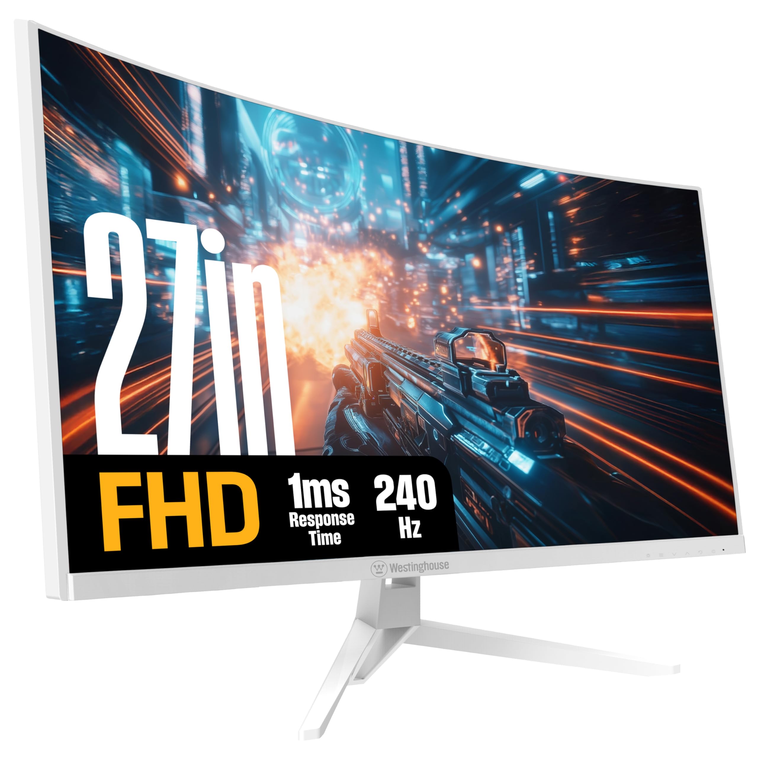 Westinghouse 49 Inch Curved Gaming Monitor, UWDQHD(5120 x 1440P), 3000:1 Contrast Ratio, 124% sRGB, 120Hz, 1800R, AMD FreeSync, Eyecare, Built-in Speakers, Tilt/Height/Swivel, HDMI, DisplayPort, USB-C