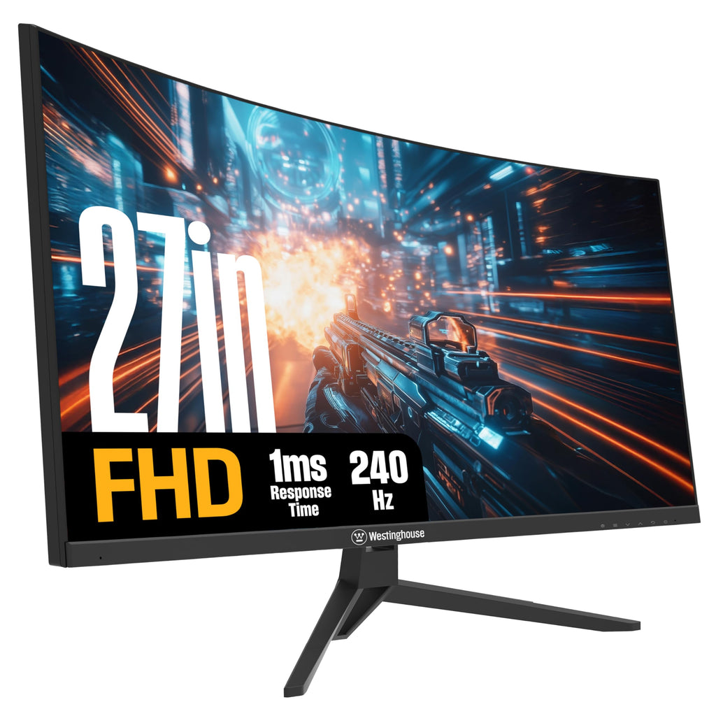 Westinghouse 49 Inch Curved Gaming Monitor, UWDQHD(5120 x 1440P), 3000:1 Contrast Ratio, 124% sRGB, 120Hz, 1800R, AMD FreeSync, Eyecare, Built-in Speakers, Tilt/Height/Swivel, HDMI, DisplayPort, USB-C