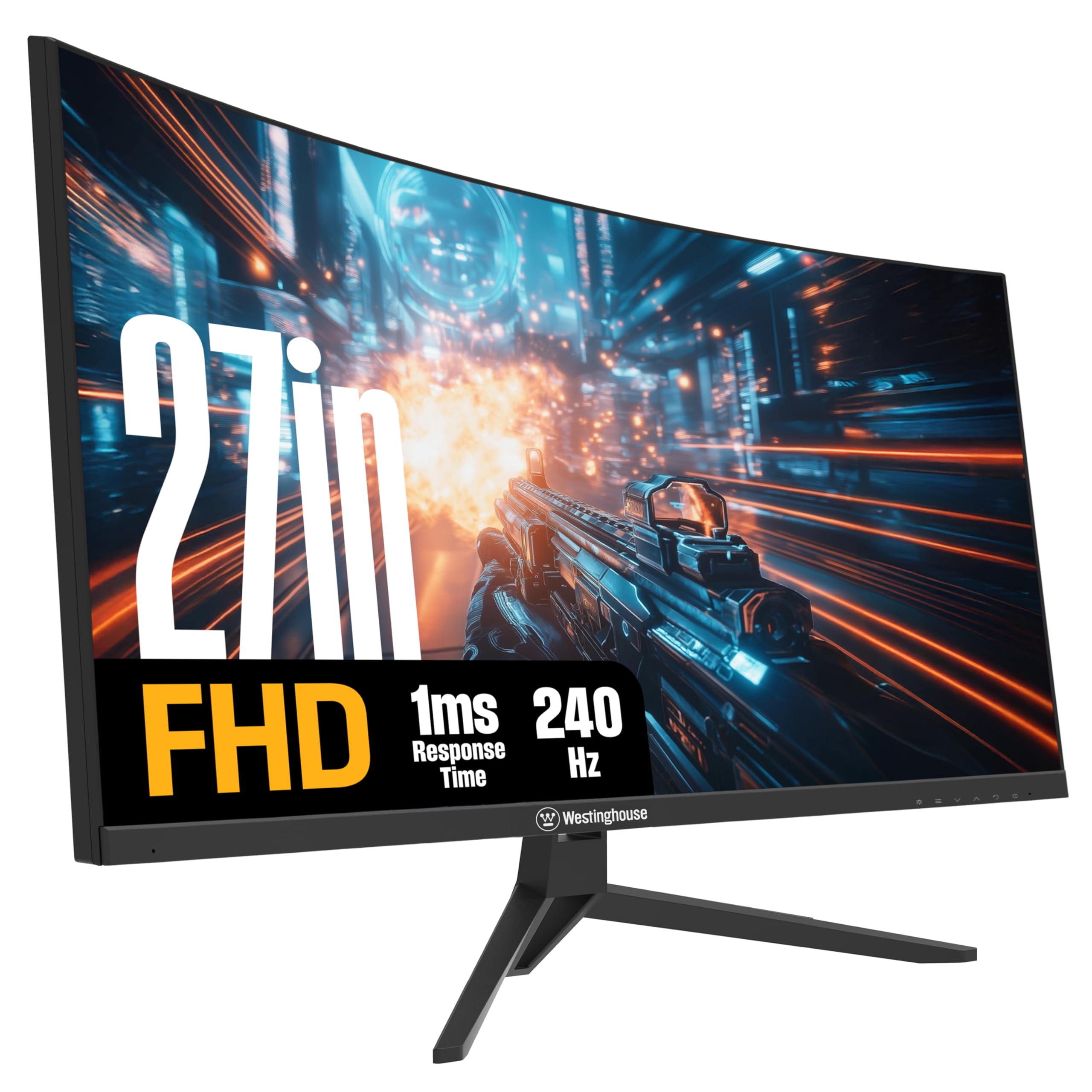 Westinghouse 49 Inch Curved Gaming Monitor, UWDQHD(5120 x 1440P), 3000:1 Contrast Ratio, 124% sRGB, 120Hz, 1800R, AMD FreeSync, Eyecare, Built-in Speakers, Tilt/Height/Swivel, HDMI, DisplayPort, USB-C