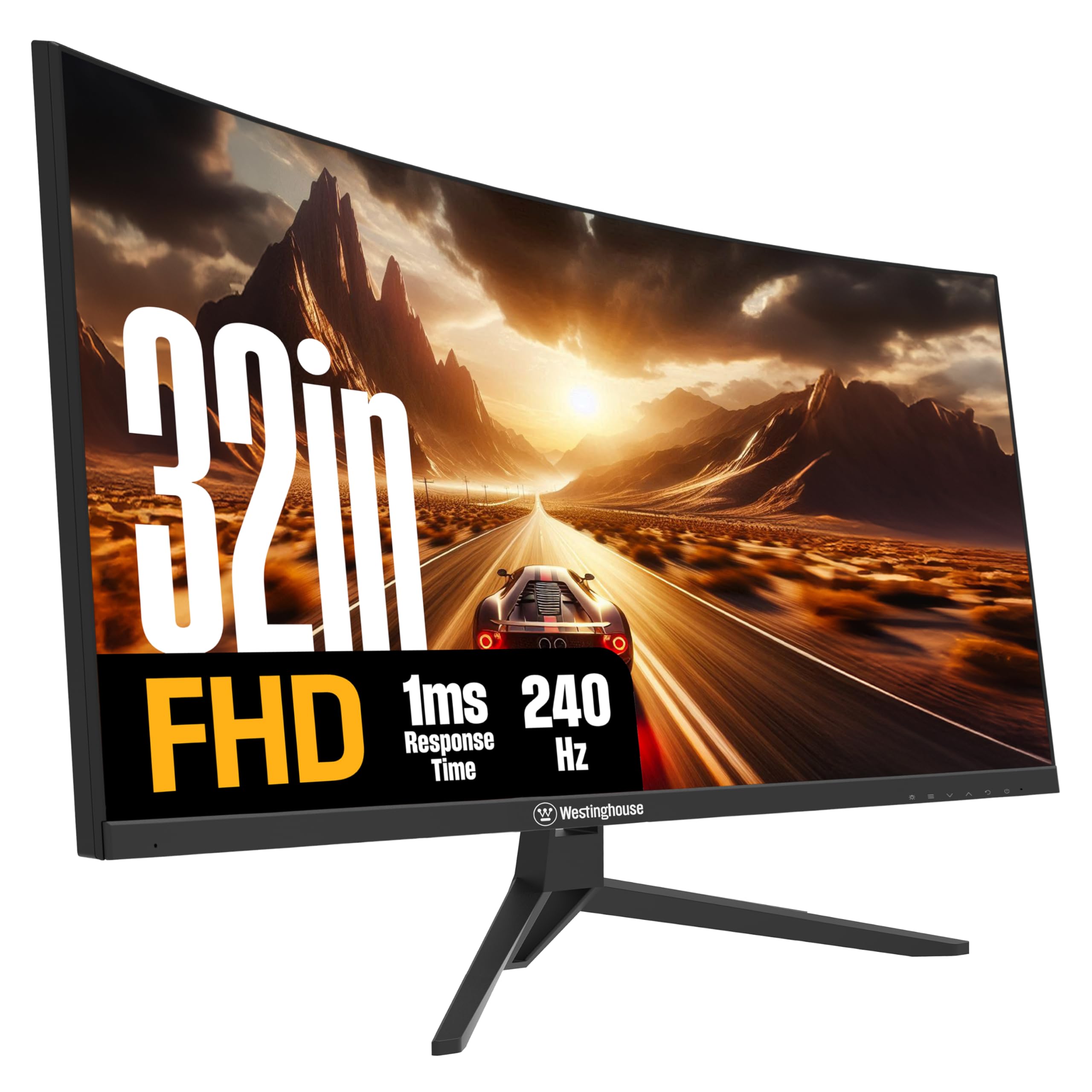 Westinghouse 49 Inch Curved Gaming Monitor, UWDQHD(5120 x 1440P), 3000:1 Contrast Ratio, 124% sRGB, 120Hz, 1800R, AMD FreeSync, Eyecare, Built-in Speakers, Tilt/Height/Swivel, HDMI, DisplayPort, USB-C