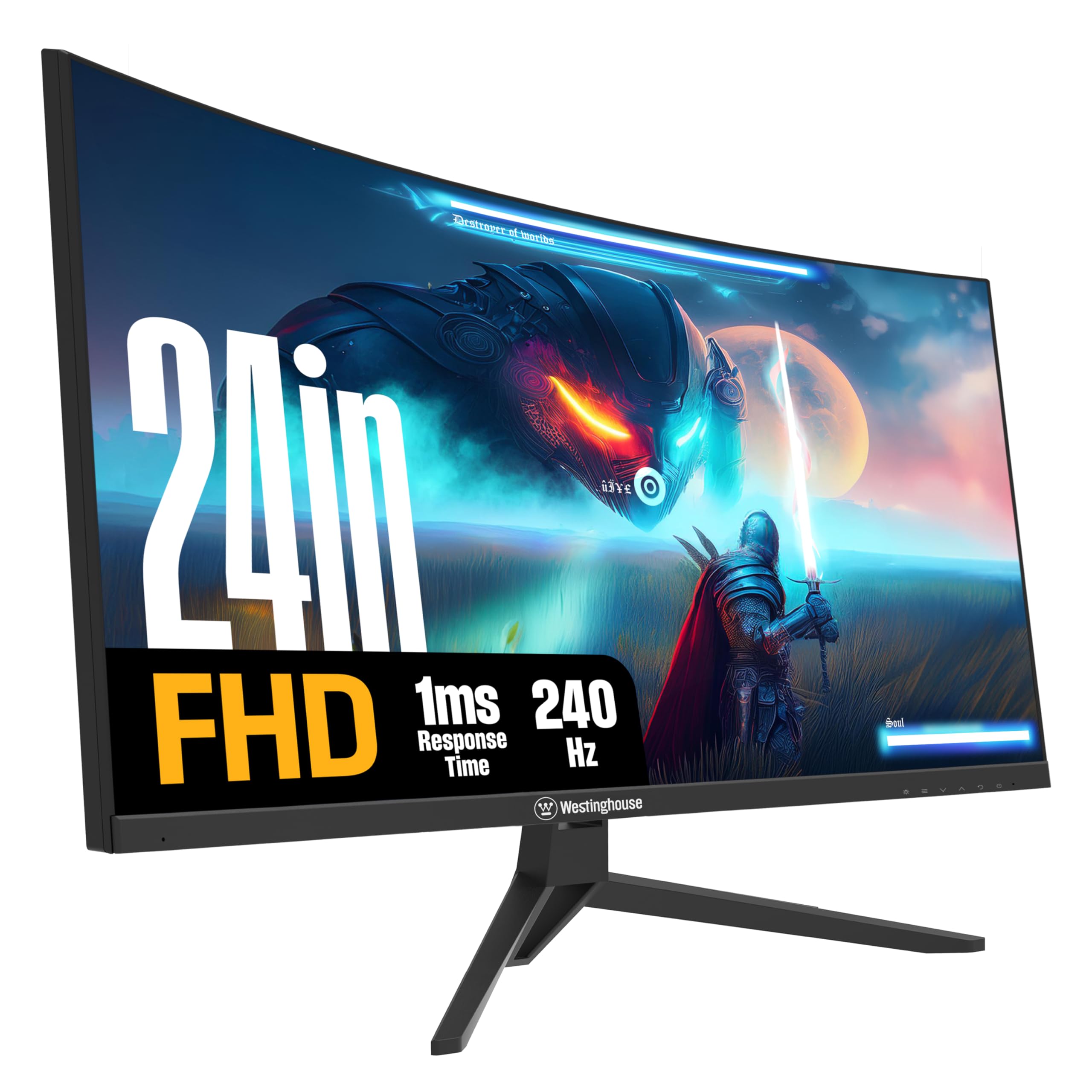 Westinghouse 49 Inch Curved Gaming Monitor, UWDQHD(5120 x 1440P), 3000:1 Contrast Ratio, 124% sRGB, 120Hz, 1800R, AMD FreeSync, Eyecare, Built-in Speakers, Tilt/Height/Swivel, HDMI, DisplayPort, USB-C