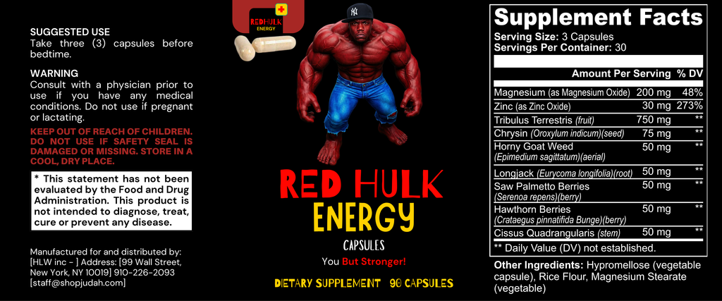 Red Hulk Energy Vitamins